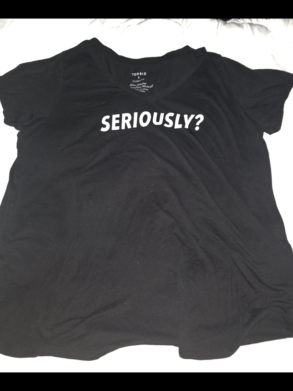 Torrid Black 'SERIOUSLY?' Graphic V-Neck Tee 3X